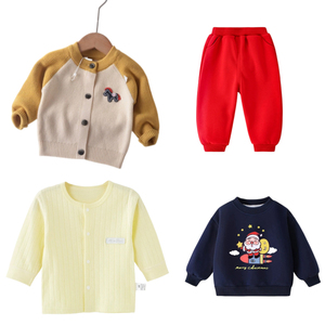 Vêtements en coton pour bébés, mélange aléatoire tendance, cardigan, pantalon, design Père Noël, vêtements d'automne et d'hiver, veste, manteau - Product Image 1