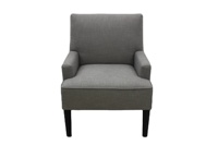 Fauteuil classique de style américain avec garniture cloutée, chaise d'appoint en tissu lin rembourré avec pieds en bois pour salon
