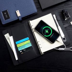 Carnet portable B5 en tissu avec batterie externe intégrée et organiseur pour réunions d'affaires - Cadeau d'entreprise - Product Image 5