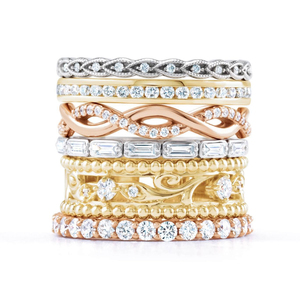 2mm 3mm 4mm 2 Row Full Zircon Eternity Band 4pc Anneaux Empilables Pile 925 Sterling Silver Tower Stacking Ring - Product Image 5