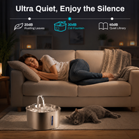 Fontaine à eau automatique pour animaux de compagnie en acier inoxydable, rechargeable, silencieuse, transparente, utilisation en intérieur, adaptée aux chats et aux chiens