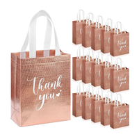 Sac fourre-tout personnalisé tnt éco réutilisable rose doré métallisé laminage paillettes brillant cadeau de Noël non tissé shopping