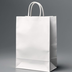 ถุงกระดาษคราฟท์สีขาวขายส่ง พิมพ์โลโก้ตามสั่ง ถุงของขวัญสำหรับช้อปปิ้ง ถุงบรรจุภัณฑ์กระดาษรักษ์โลกพร้อมหูหิ้ว - Product Image 1