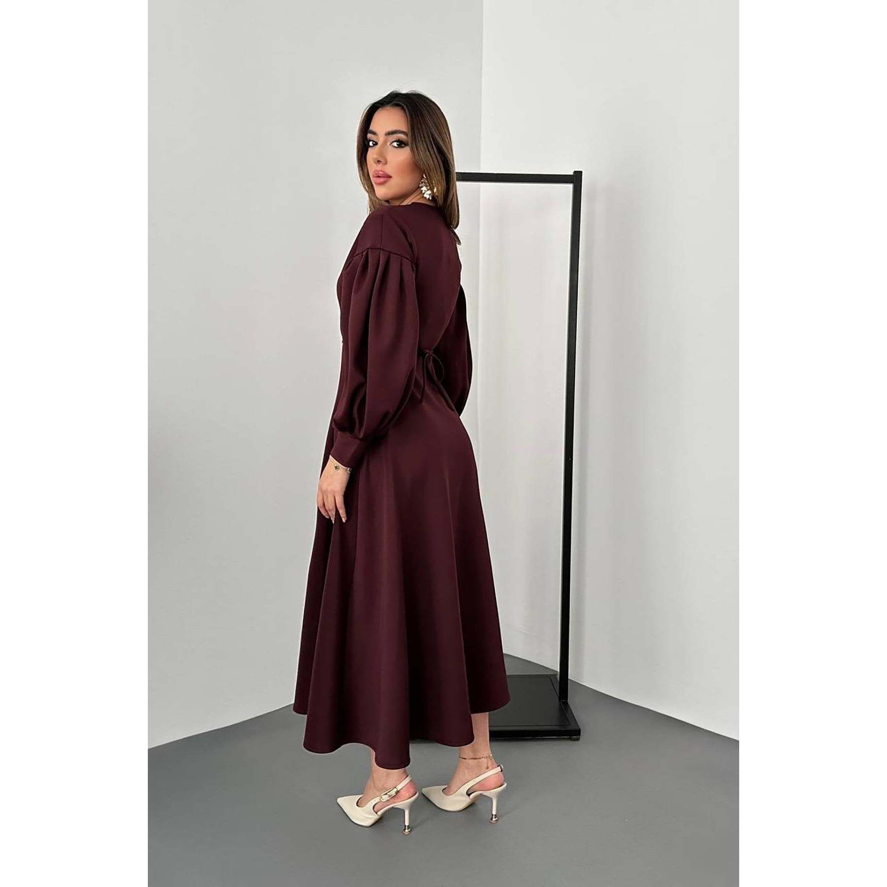 a line scoop neck tea length dresses Retro Scoop Neck Lace Tea-length Prom Dress, A-Line Puffy Short Sleeve