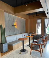 Ensemble de Mobilier Sur Mesure Moderne pour Café Commercial, Table et Chaises de Restaurant en Bois Stratifié Chêne pour Salons de Thé et Cafés