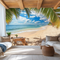 Peinture murale personnalisée en velours 3D, imperméable, vue sur la plage, paysage naturel, grande peinture murale pour salon, canapé, chambre à coucher, décoration murale