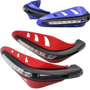 Protectores de manos para motocicleta de aleación de aluminio, 1 par de protectores universales para manillar con luz LED, color negro - Product Image 1