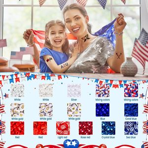 Ensemble de 3000 perles en argile rouge, blanche et bleue, cordon élastique, <span class=keywords><strong>kit</strong></span> de <span class=keywords><strong>fabrication</strong></span> de bijoux faits main pour les vacances et le port quotidien - Product Image 2