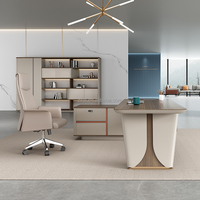 Bureau de direction moderne et minimaliste en panneaux de bois, qualité E1, résistant à l'eau, écologique, OEM ODM, avec pieds épurés et tiroir verrouillable pour bureau