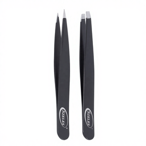 SZELES Kit de 4 outils de maquillage pour sourcils en acier inoxydable avec logo personnalisé, pince à cils et pinces pointues - Product Image 3