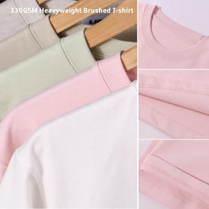 T-<span class=keywords><strong>shirt</strong></span> en tissu brossé 100% coton de haute qualité 330 GSM, impression numérique personnalisée, col côtelé, <span class=keywords><strong>vintage</strong></span>, unisexe - Product Image 4