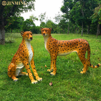 Statues de léopard grandeur nature en résine de fibre de verre de haute qualité, personnalisées en gros, décorations de sculptures d'animaux d'extérieur