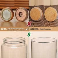 Pot en verre hermétique empilable pour le stockage des aliments, 90 ml, 120 ml, 150 ml, pot en verre avec couvercle en bois d'acacia