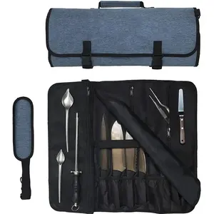Organizador de almacenamiento de cuchillos portátil personalizado, bolsas de herramientas de mano de lona resistente, bolsa de herramientas enrollable para cuchillos de Chef