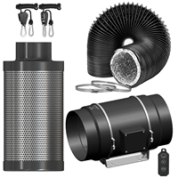 Slient 8 pouces Kit de filtration d'air 553 CFM ventilateur de conduit en ligne avec contrôleur électronique et ventilateur de ventilation d'échappement de filtre à charbon
