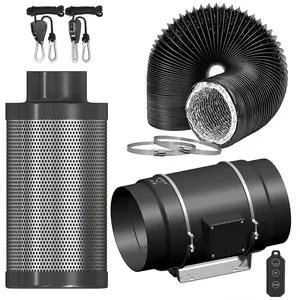slient 8 inch Air Filtration Kit 553 CFM inlinee Duct Fan with electronic controller and carbon filter exhaust ventilation fan