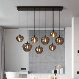 Zeal Lighting Kitchen Island Hanging Lighting Restaurant Modern smoked Grey Glass Ball Pendant Lights - Product Image 1