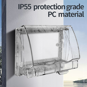 Прозрачная водонепроницаемая настенная розетка с двойной крышкой IP55 для наружного использования, 2 розетки переменного тока, поликарбонат - Product Image 3