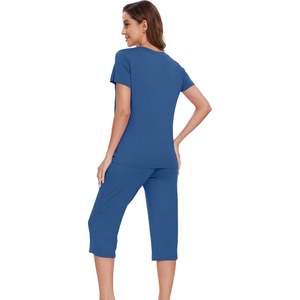 Conjunto de Pijamas Personalizados para Mujer, Camiseta de Manga Corta y Pantalones Capri, Viscosa de Bambú, Ropa de Dormir Suave, Tallas S a XXL - Product Image 3