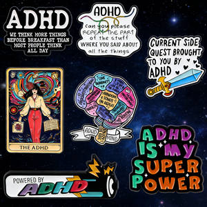 Pin de Solapa de Metal Esmaltado Negro con Citas de Salud Mental de la Serie ADHD, Precio de Fábrica, como Regalo para Amigos - Product Image 2