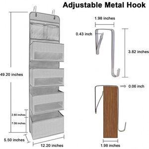 Grey 2 Pack Collapsible Closet <b>Shelves</b> Storage Bag 4 <b>Shelf</b> Over the Door Hanging Organizer - Product Image 2