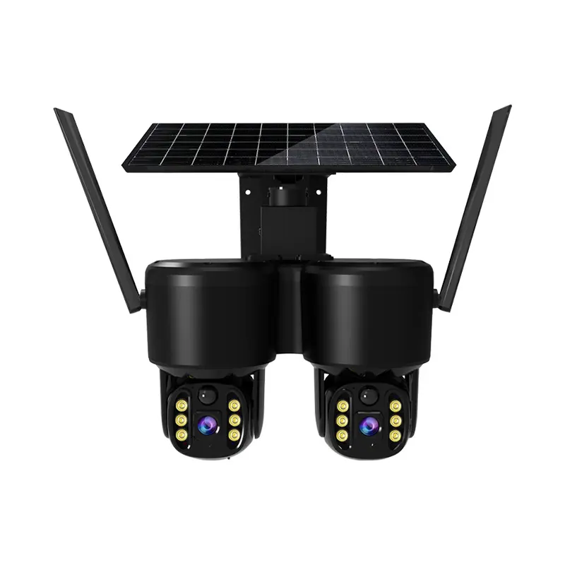 4g wifi dual lens ptz 10x zoom security system bullet wireless Solar Power Charge CCTV PTZ Camera