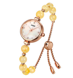 스케미 1983 아름다운 여성용 소녀용 핸드벨 및 로즈 쿼츠 시계 팔찌 화이트 시계 - Product Image 4