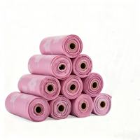 Sacs à déjections pour animaux de compagnie en PLA rose fleur de cerisier, tendance, essentiels pour la promenade des chiens en extérieur, biodégradables, avec fermeture autocollante