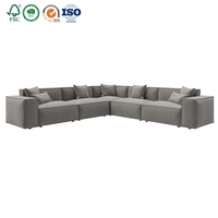 Canapé modulaire sectionnel en velours, style moderne et minimaliste, avec structure en bois, pour salon, livré en kit (KD)