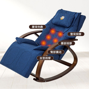 Fauteuil de massage inclinable bleu royal avec thérapie infrarouge intégrale, vibrations et compresse chaude pour la détente à domicile - Product Image 1