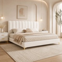 Luxuriöses Weißes Kunstleder-Plattformbett für Queen- und King-Size Schlafzimmermöbel Großhandel