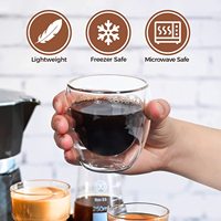 Tasse à café en verre borosilicate transparent haute résistance à la chaleur, tasse à espresso à double paroi en verre