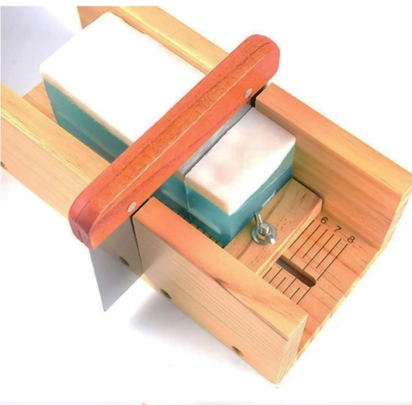 Хит продаж, большая прямоугольная Силиконовая Форма E-cho для изготовления мыльных ломтиков, силиконовая форма ручной работы с деревянной коробкой и крышкой, резак для мыла