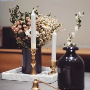 Stonekocc 100% púrpura rojo rosa mármol bandeja almacenamiento aromaterapia vela soporte pequeño hogar Decoración candelabro titular otros - Product Image 5