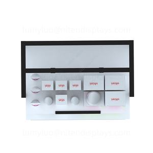 Custom <b>Perfume</b> Display <b>Cabinet</b> with Wooden Drawers Luxury Metal Floor Showcase for Skincare & Cosmetics Boutique - Product Image 5