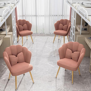 Ensemble de chaises d'appoint modernes et confortables pour commode, pieds en métal, fauteuils luxueux en velours <span class=keywords><strong>rose</strong></span> beige - Product Image 6