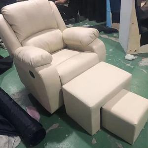 Modern Pink PU Leather Massage Chair with Legrest and Built-In Headrest for Salon or Living Room Use - Product Image 3