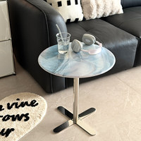 Ensemble de table ronde mobile moderne en acier inoxydable pour salon, balcon, table de chevet, table à thé d'angle