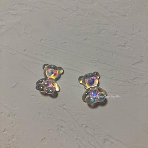 Nouveau haute qualité mode coréenne couleur bonbon gelée ours boucles d'oreilles Clips sur bijoux mignon résine gommeux ours boucles d'oreilles pour les filles - Product Image 4