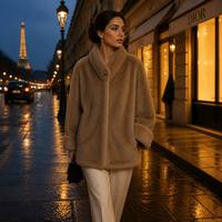 En stock, liquidation : Manteau de luxe en fausse fourrure de vison pour femme, col montant, élégant, veste d'hiver, offre spéciale, vêtement d'extérieur décontracté
