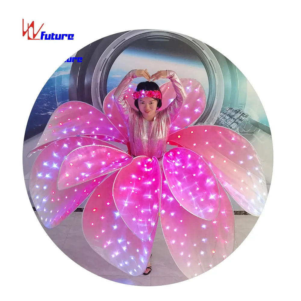 future of the LED pixel flower dress is the ready-to-wear stage look with a glowing head garland flower fairy glistening