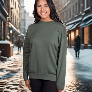 Sudadera de Cuello Redondo 100% Algodón para Mujer, Color Sólido, Transpirable, Tejida, Manga Larga, Ropa de Otoño, Sudaderas para Mujer - Product Image 2