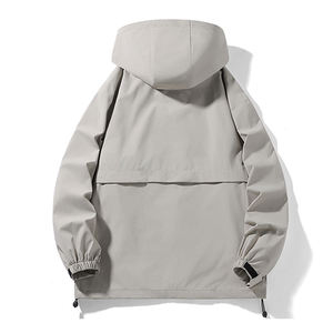 Veste coupe-vent homme nouvelle collection Printemps 2025, simple, à capuche, longue, hiver, confortable, respirante, anti-tendance, style utilitaire, coupe ample - Product Image 4