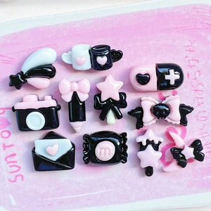 Mini Accessori in Resina Neri e Rosa a Tema <span class=keywords><strong>Fata</strong></span> Fai da Te, per Capsule di Matite, Fiocchi, Gioielli, Colla Crema, Decorazioni per Custodie Telefono, Fermagli per Capelli e Manicure - Product Image 3
