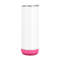 20oz En Acier Inoxydable Droite Sublimation Blancs dent Bleue Haut-Parleur Gobelet Sublimation Musique Tasse Avec Couvercles