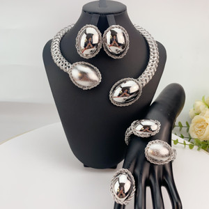 أحدث مجموعات المجوهرات الذهبية البرازيلية لعام <span class=keywords><strong>2026</strong></span>، قلادة فريدة للحفلات وحفلات الزفاف للنساء FHK24518 - Product Image 2