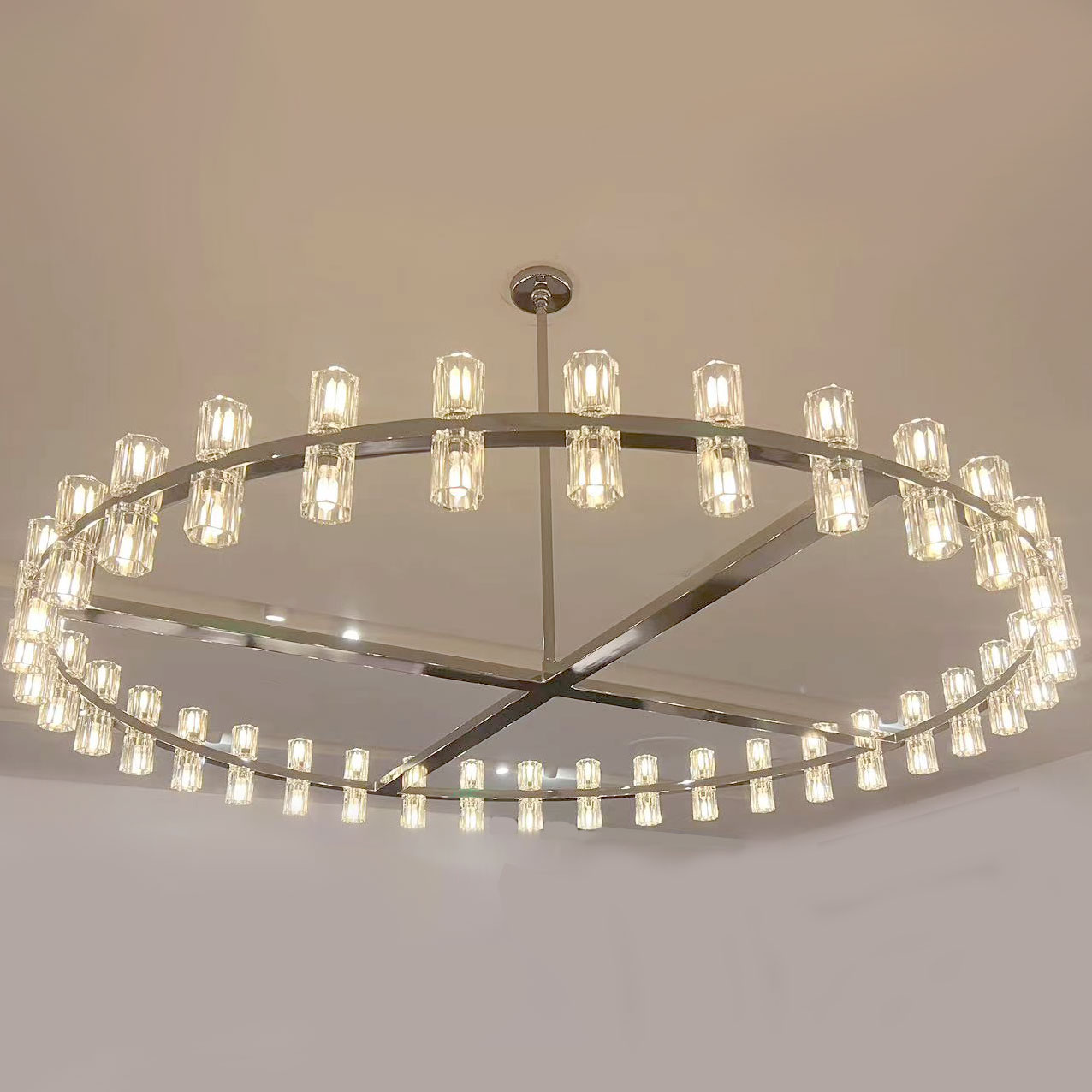Decorative Nordic Style  Modern LED  Lamp Lighting Round Crystal Pendant Luxury Design Hanging High Ceilings Indoor Chandelier