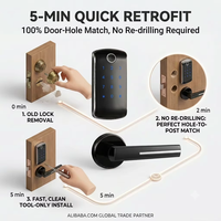 Cerradura Inteligente de Acero Inoxidable para Puerta Interior, Fácil Instalación, con APP TT Lock y Contraseña