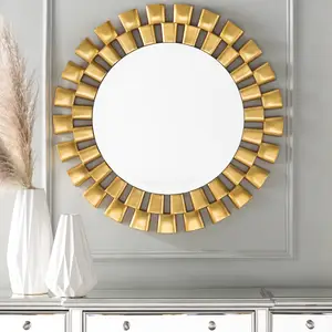 Antieke Grote Gouden Woonkamer Ronde Luxe Sunburst Spiegel Home Decor Wandspiegels