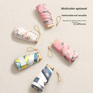 Ombrello da <span class=keywords><strong>pioggia</strong></span> portatile da donna di moda 5 parasole pieghevole con stampa a fiori rosa con Logo personalizzato controllo manuale adulti - Product Image 2